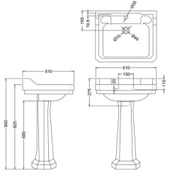 Раковина Burlington Edwardian 61 с пьедесталом
