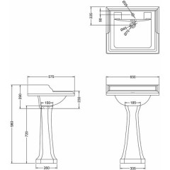 Раковина Burlington Classic 65 с пьедесталом Regal