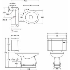 Унитаз-компакт Burlington P5+C1