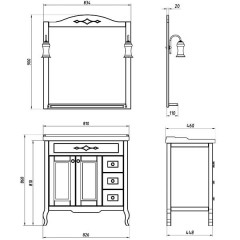 Комплект мебели ASB-Woodline Флоренция квадро 80 бук тироль массив ясеня