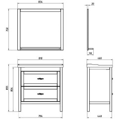 Комплект мебели ASB-Woodline Римини 80 белый массив ясеня