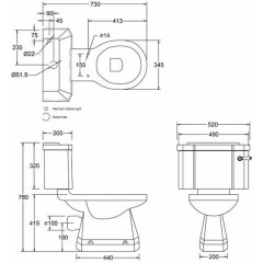 Унитаз-компакт Burlington Английский Сад P5D+C1D