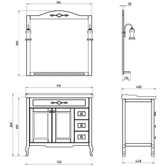 Комплект мебели ASB-Woodline Флоренция квадро 90 белый массив ясеня