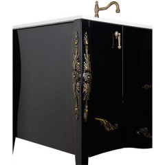 Комплект мебели Aquanet Виктория 90 черный глянец/золото 00184415