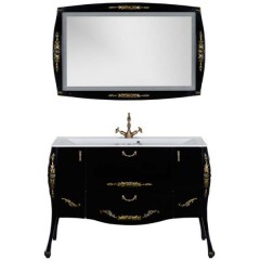 Комплект мебели Aquanet Виктория 120 черный глянец/золото 00184414
