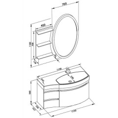 Комплект мебели Aquanet Опера 115 R черный 00169453