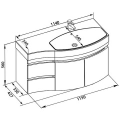 Тумба с раковиной Aquanet Опера 115 R белый 00169654 + 00169399