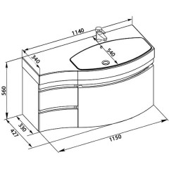 Тумба с раковиной Aquanet Опера 115 R белый 00169657 + 00169399