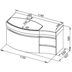 Тумба с раковиной Aquanet Опера 115 L черный 00169658 + 00169398