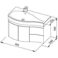 Тумба с раковиной Aquanet Сопрано 95 L белый 00169631 + 00169395