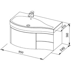 Тумба с раковиной Aquanet Сопрано 95 L белый 00169660 + 00169395