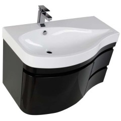 Тумба с раковиной Aquanet Сопрано 95 L черный 00169662 + 00169395