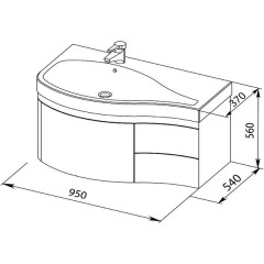 Тумба с раковиной Aquanet Сопрано 95 L черный 00169662 + 00169395