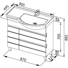 Тумба с раковиной Aquanet Доминика 90 R черный 00176570 + 00181977