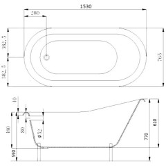 Ванна чугунная Magliezza Beatrice WH 153x76,5