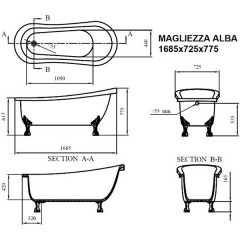 Ванна акриловая Magliezza Alba DO 168,5x72,5