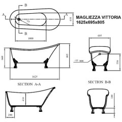 Ванна акриловая Magliezza Vittoria CR 162,5x69,5