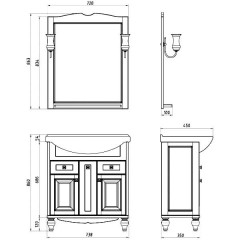 Зеркало ASB-Woodline Верона 75 белый массив ясеня