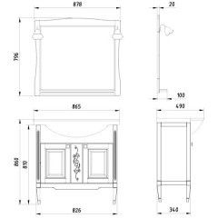 Зеркало ASB-Woodline Модена 85 белый массив ясеня