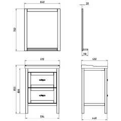 Тумба с раковиной ASB-Woodline Римини 60 чёрный массив ясеня
