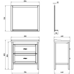 Тумба с раковиной ASB-Woodline Римини 80 белый массив ясеня