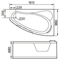 Ванна акриловая Gemy G9046 K R