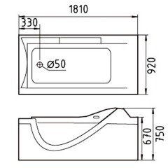 Ванна акриловая Gemy G9055 K L