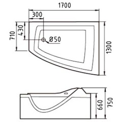 Ванна акриловая Gemy G9056 K R