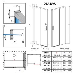 Душевая дверь Radaway Idea DWJ 130 387017-01-01R