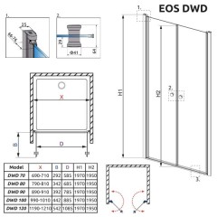 Душевая дверь Radaway Eos DWD 80 37713-01-01N