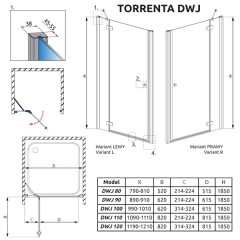 Душевая дверь Radaway Torrenta DWJ 80 32010-01-01N