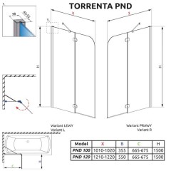 Шторка на ванну Radaway Torrenta PND 100 201202-105NL