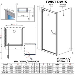 Душевая дверь Radaway Twist DWJ 80 382001-08