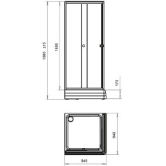 Душевой угол Radomir 80x80 Люкс квадратный