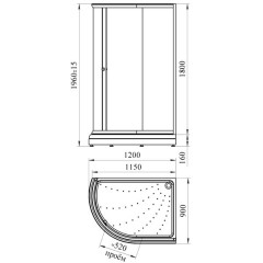 Душевой угол Radomir 120x90 асимметричный правый