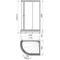 Душевой угол Radomir 120x90 Люкс 200 асимметричный левый
