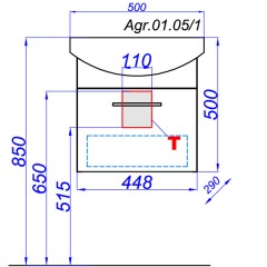 Тумба под раковину Aqwella Аллегро 50 подвесная (1 ящик) Agr.01.05/1