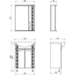 Тумба с раковиной ASB-Mebel Алекса 60 белый/серебро