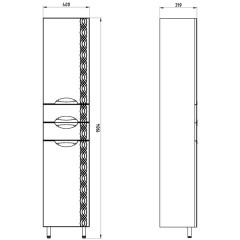 Пенал ASB-Mebel Алекса 40 R белый/золото