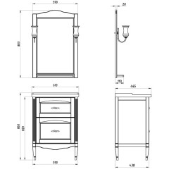 Зеркало ASB-Woodline Римини Nuovo 60 орех антикварный массив ясеня