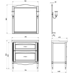 Зеркало ASB-Woodline Римини Nuovo 80 орех антикварный массив ясеня