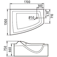 Ванна акриловая Gemy G9056 O L