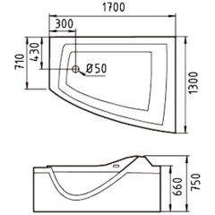 Ванна акриловая Gemy G9056 O R