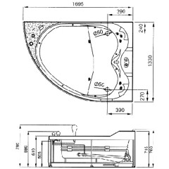 Ванна акриловая Gemy G9086 B R