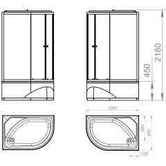 Душевая кабина Domani-Spa Delight 128 high L матовая/чёрная DS01D128LHBM00