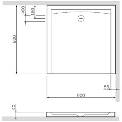 Поддон акриловый Am.Pm Inspire S W51T-GSSO-090W