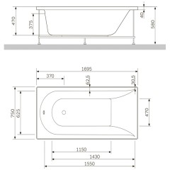 Панель боковая для ванны Am.Pm Inspire W5AA-170-075W-S64