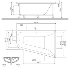 Каркас для ванны Am.Pm Inspire W5AA-160-100W-R