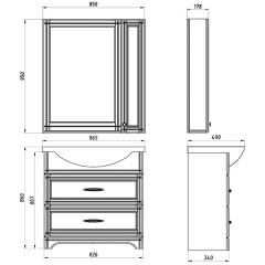 Зеркало-шкаф ASB-Woodline Берта 85 орех массив ясеня