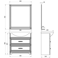 Комплект мебели ASB-Woodline Берта 85 белый массив ясеня